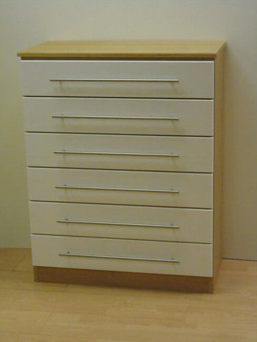 6 Drawer Chest Lancaster Oak and Vanilla Gloss