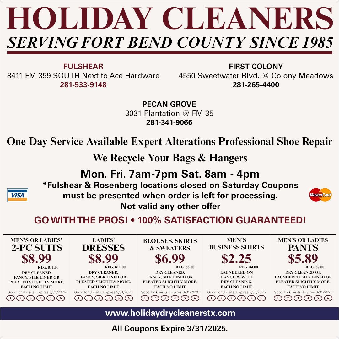 Dry cleaning coupons Sugar Land, TX