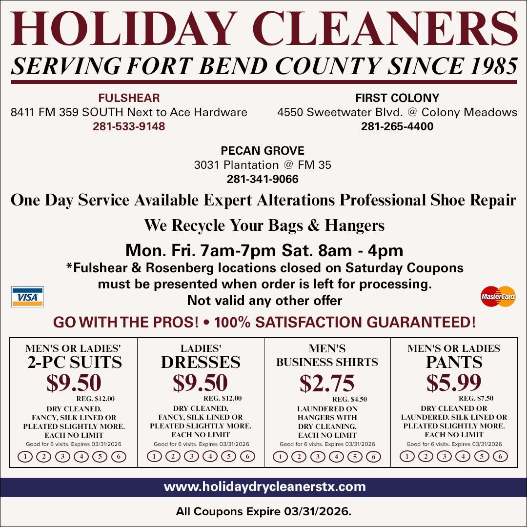 Dry cleaning coupons Sugar Land, TX