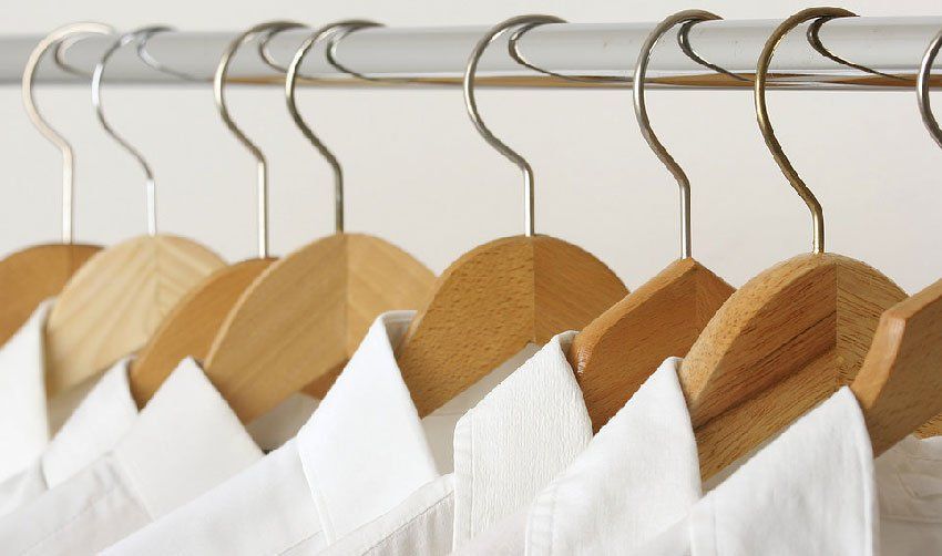 Holiday Dry Cleaners, clothing rack