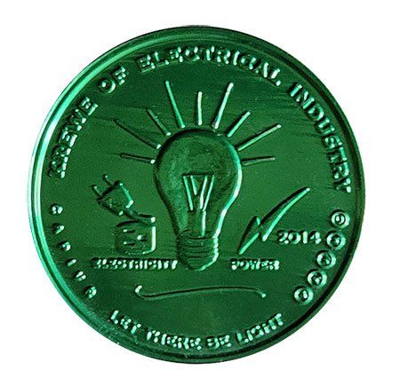 Electrical Industry green colored coin