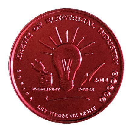 Electrical Industry red colored coin