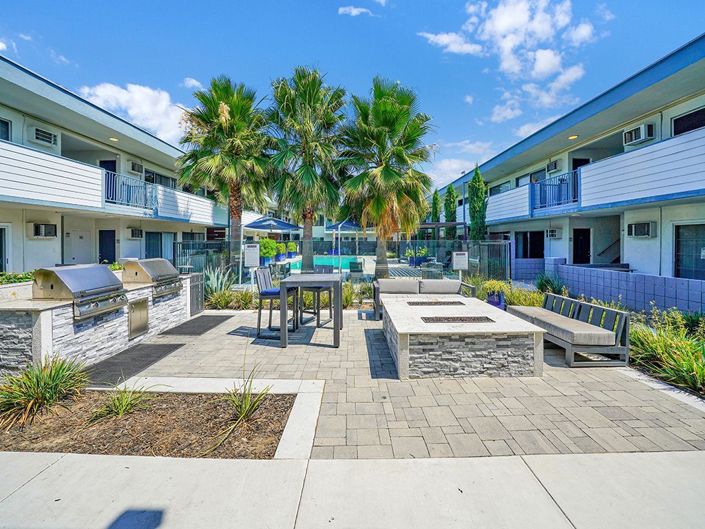 Photo of the area where the firepits and community grills are