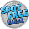 A sticker that says spot free rinse on it