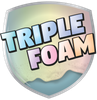 A shield with the words triple foam on it