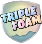 A shield with the words triple foam on it