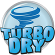 A turbo dry logo with a tornado on it