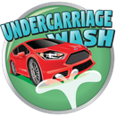 A logo for undercarriage wash with a red car