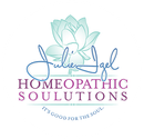 Homeopathic Solutions logo with teal flower and purple text, “It’s good for the soul”