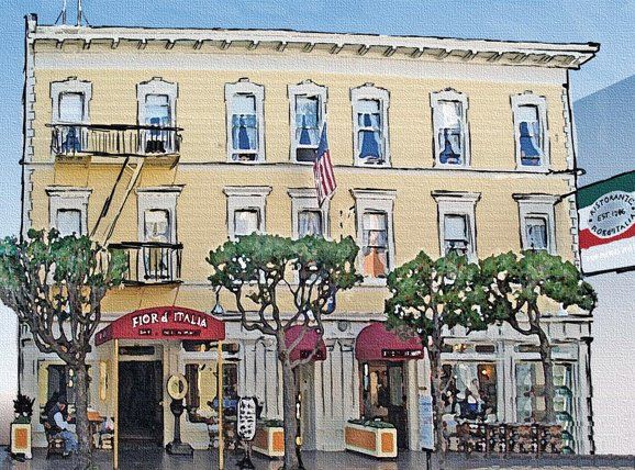 North Beach Restaurant painting, San Francisco CA