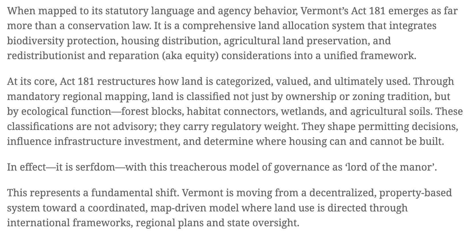 Act 181 is Serfdom - Christine Stone - Vermont Daily Chronicle