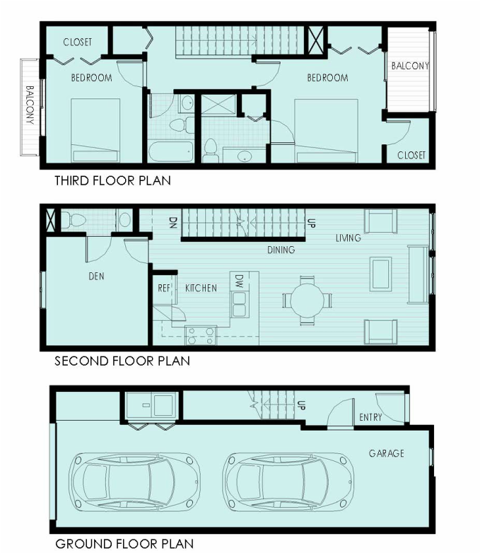 A floor plan of a house with a third floor plan , second floor plan , and ground floor plan.