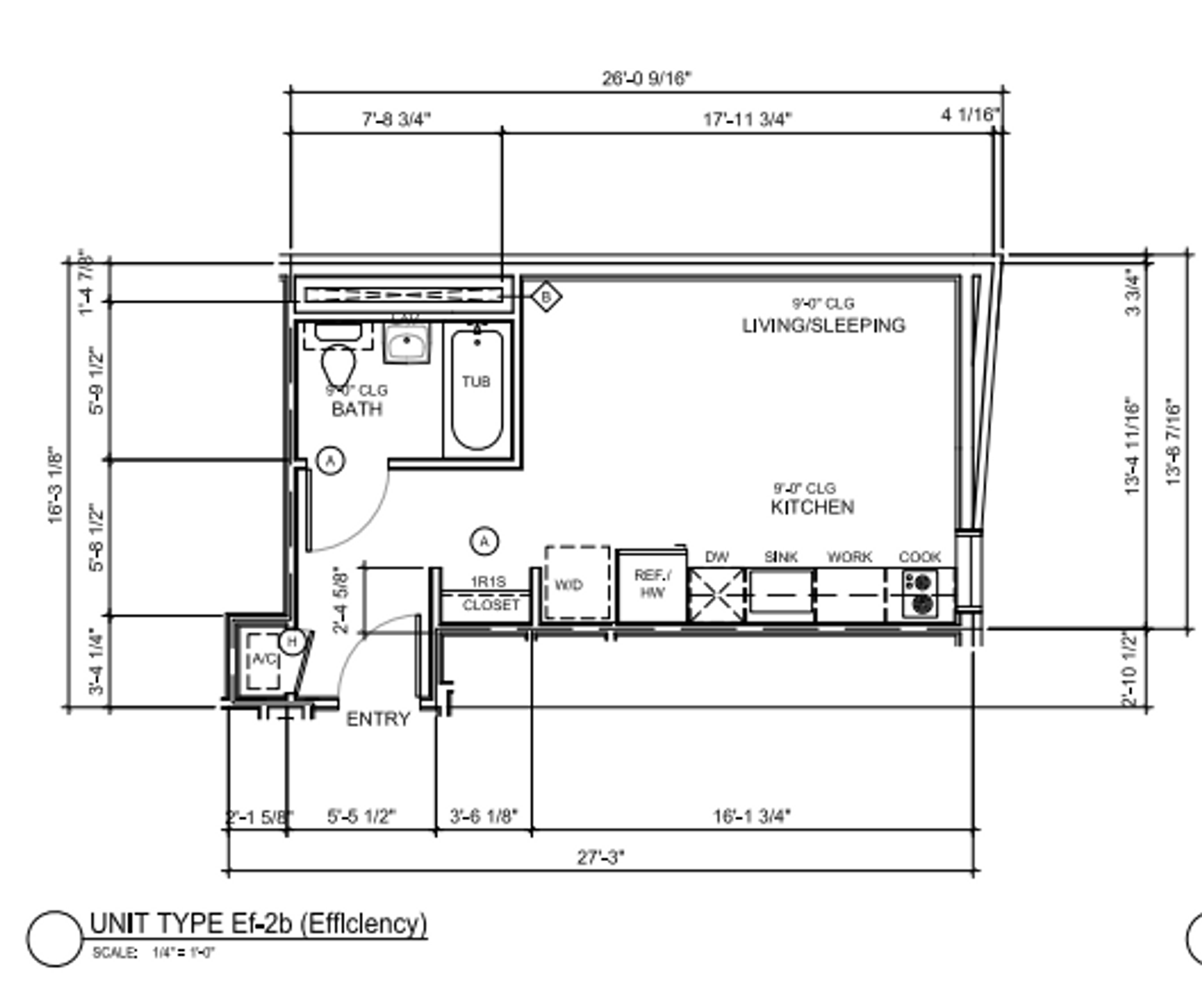 A black and white floor plan of a small apartment.