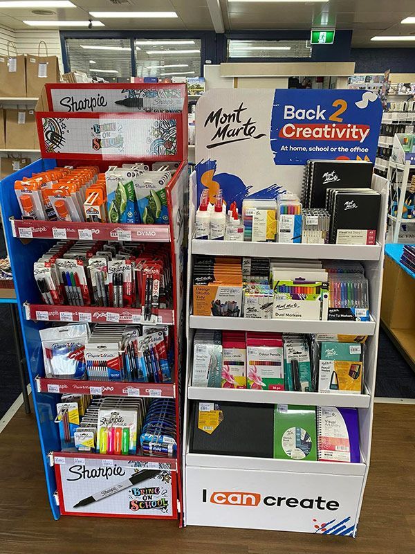 Shelf with Stationery Items — Local Newsagent in Moss Vale, NSW