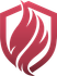 A red shield with a flame inside of it.