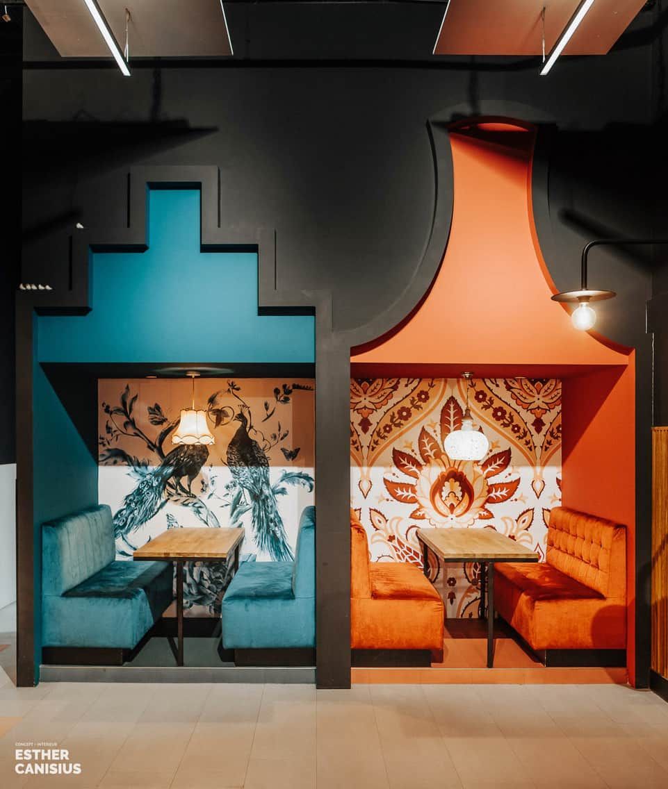 Restaurantontwerp met creatieve ziitplekken door Esther Canisius interieurontwerp