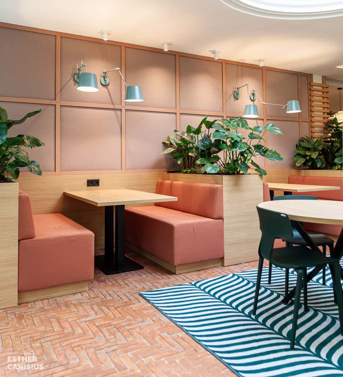 Duurzaam interieurontwerp volgens Biophilic design in Gouda: goede akoestiek en privacy