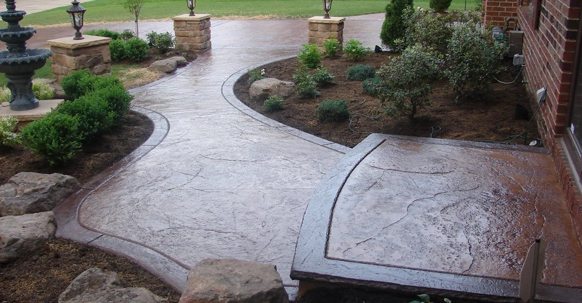 Stamped concrete with stained finish