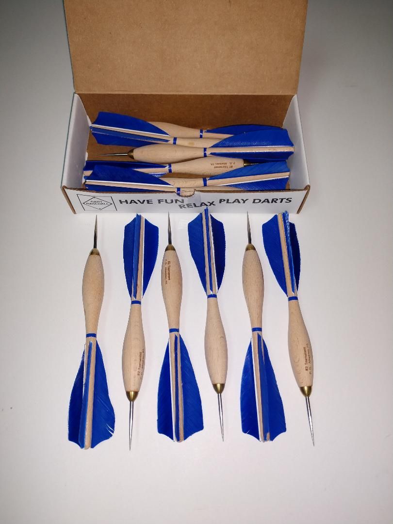 #2 Wooden Barrel Tournament Darts - 12pc Box - Royal Blue