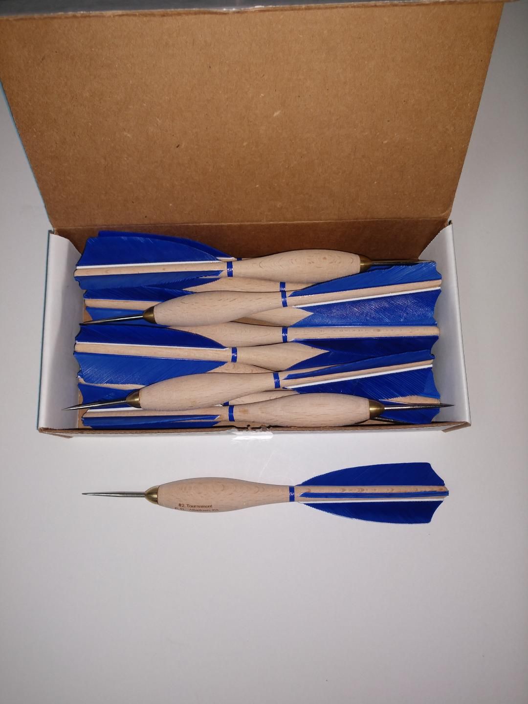 #2 Wooden Barrel Tournament Darts - 12pc Box - Royal Blue