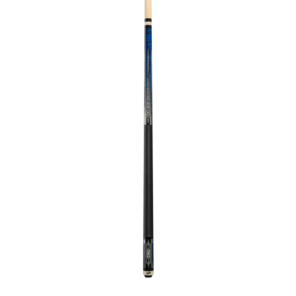 Dufferin Blue Curly Maple Cue with Black Linen Wrap D-543