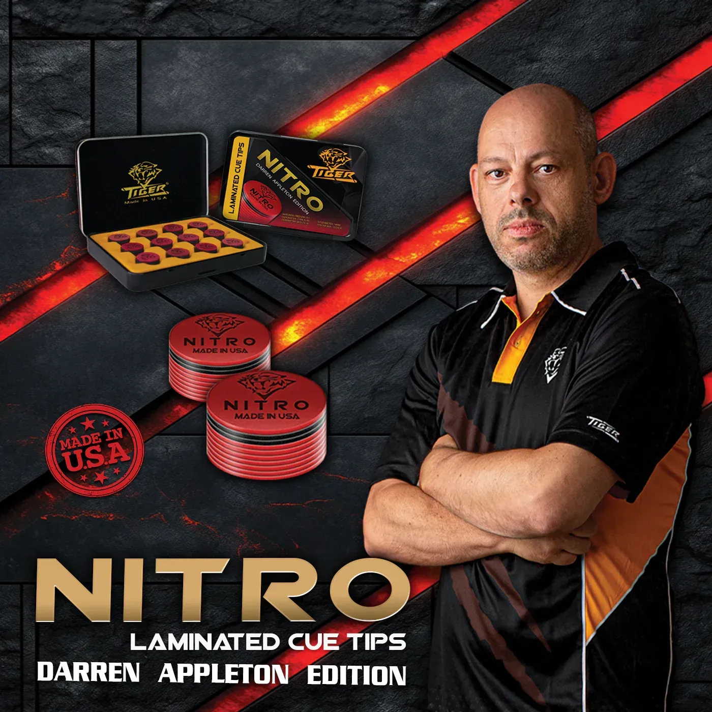 TIGER Nitro Laminated Cue Tip- Darren Appleton Edition - Sold Single