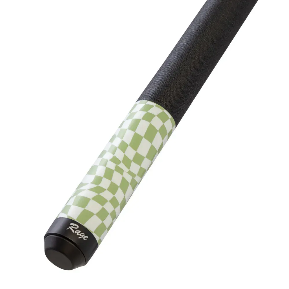 Rage Lime Green Checker Flag Cue with Black Linen Wrap  RG08