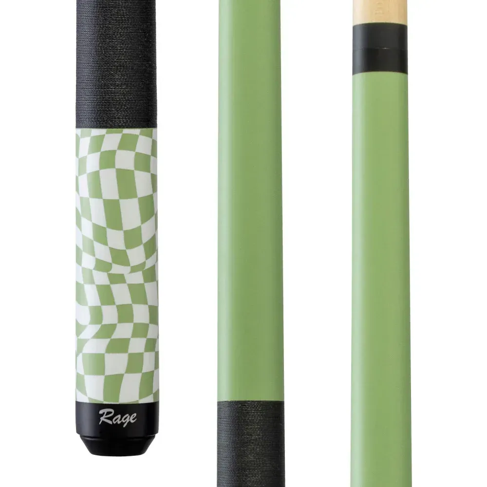 Rage Lime Green Checker Flag Cue with Black Linen Wrap  RG08