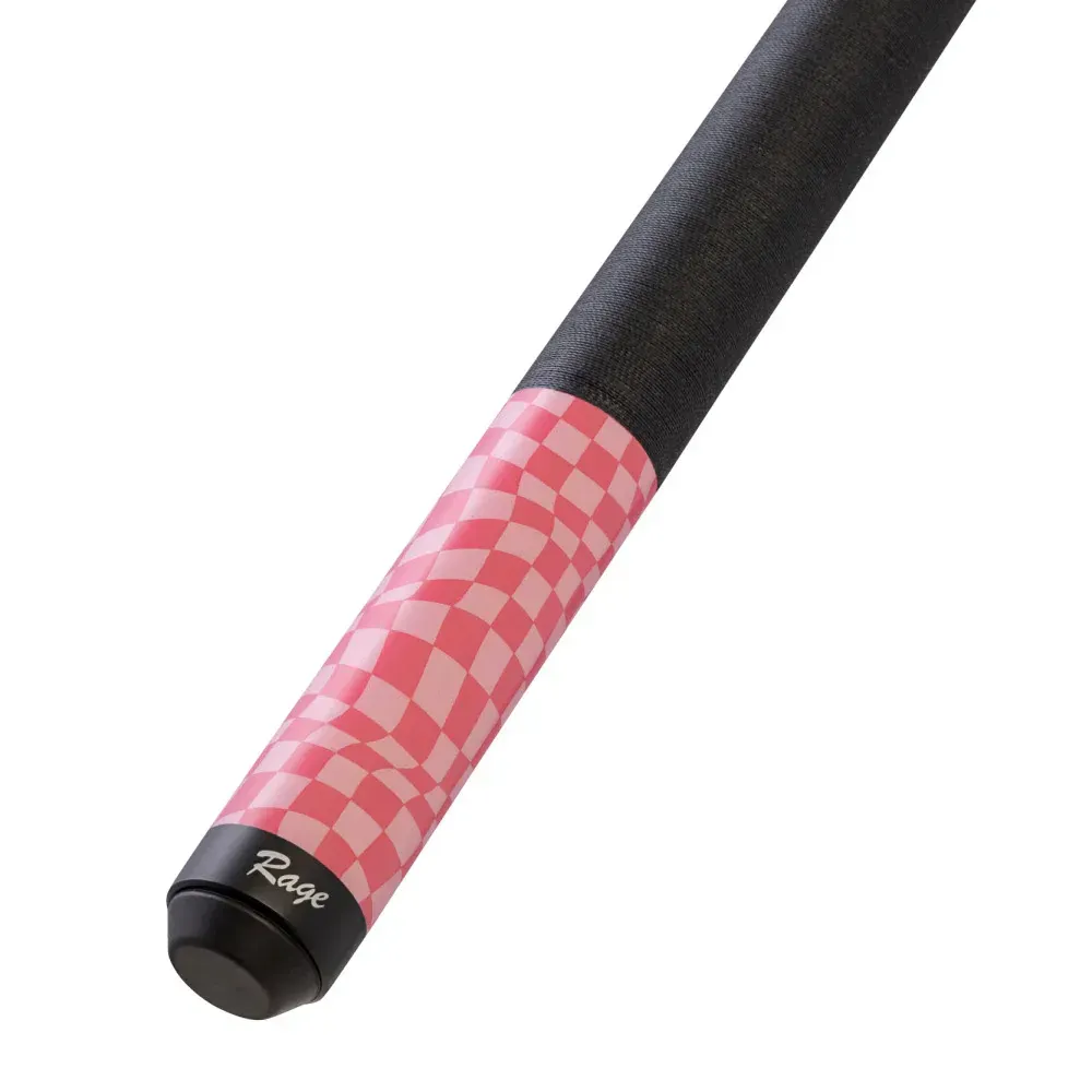 Rage Dark Fuchsia Checker Flag Cue with Black Linen Wrap  RG09
