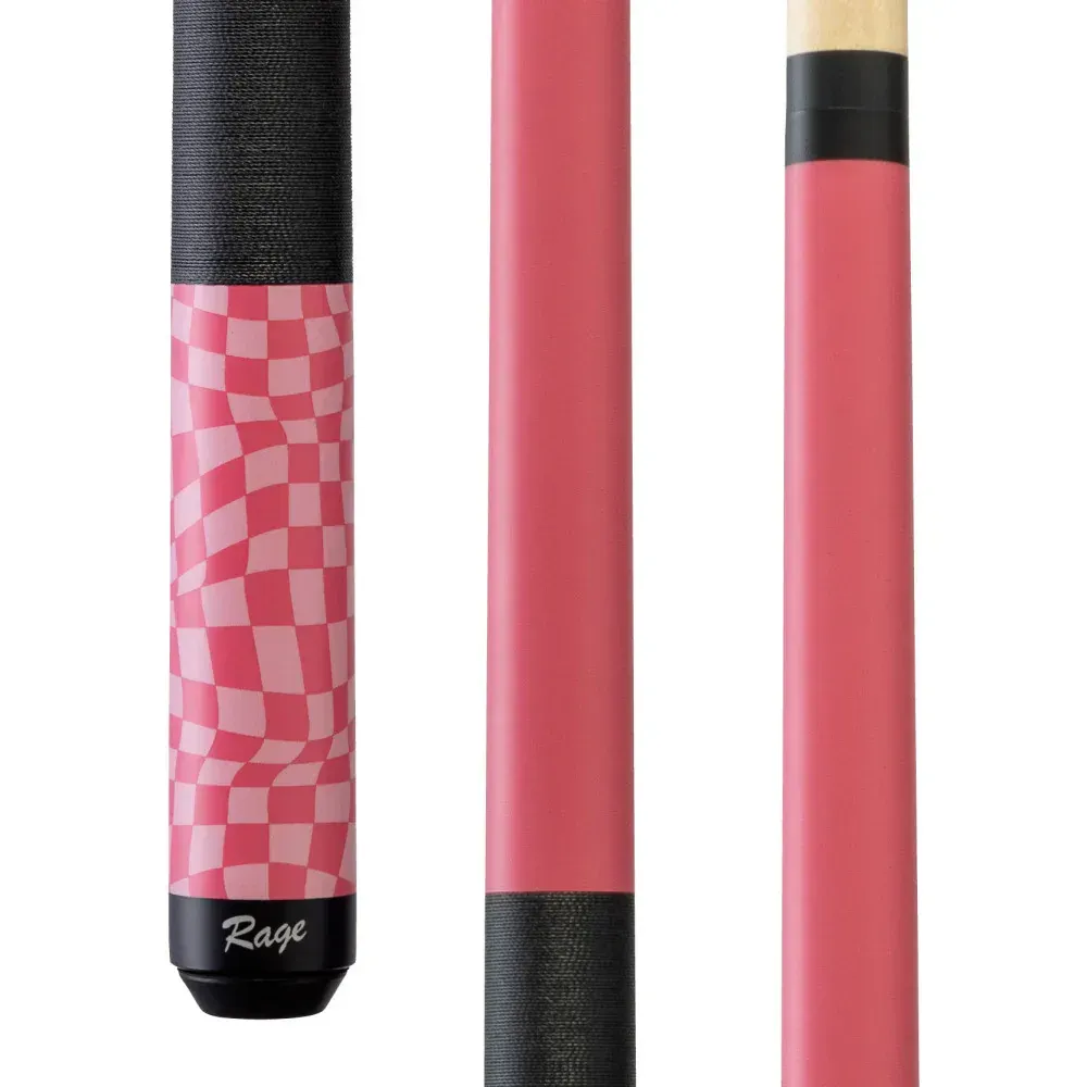 Rage Dark Fuchsia Checker Flag Cue with Black Linen Wrap  RG09
