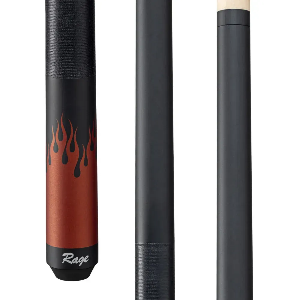 Rage Black Flames Cue with Black Linen Wrap RG52