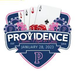 A logo for the providence casino night and gala