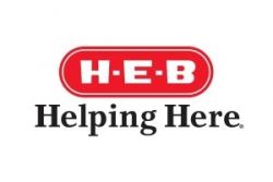 The h-e-b helping here logo is on a white background.