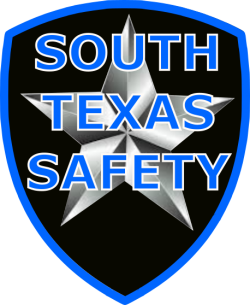 The logo for south texas safety has a star on it
