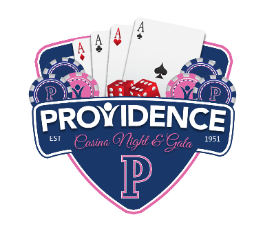 A providence logo with playing cards and dice on it