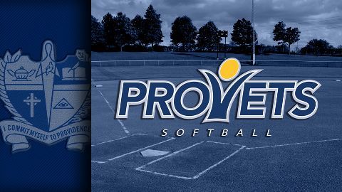 The logo for the provets softball team is on a blue background