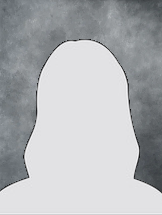 A silhouette of a woman without a face on a gray background.