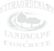 Logo for Extraordinary Landscape & Lawn Care, featuring trees within a white brushstroke oval and text.
