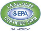 EPA Lead-Safe Certified Firm green oval logo with certification number NAT-42625-1