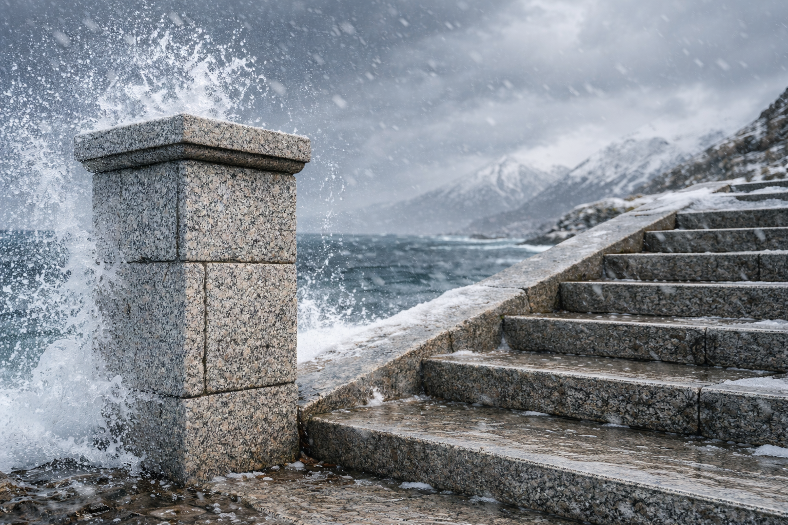 Scalinata in granito resistente alla intemperie