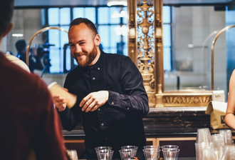 Bartender serving drinks at a wedding