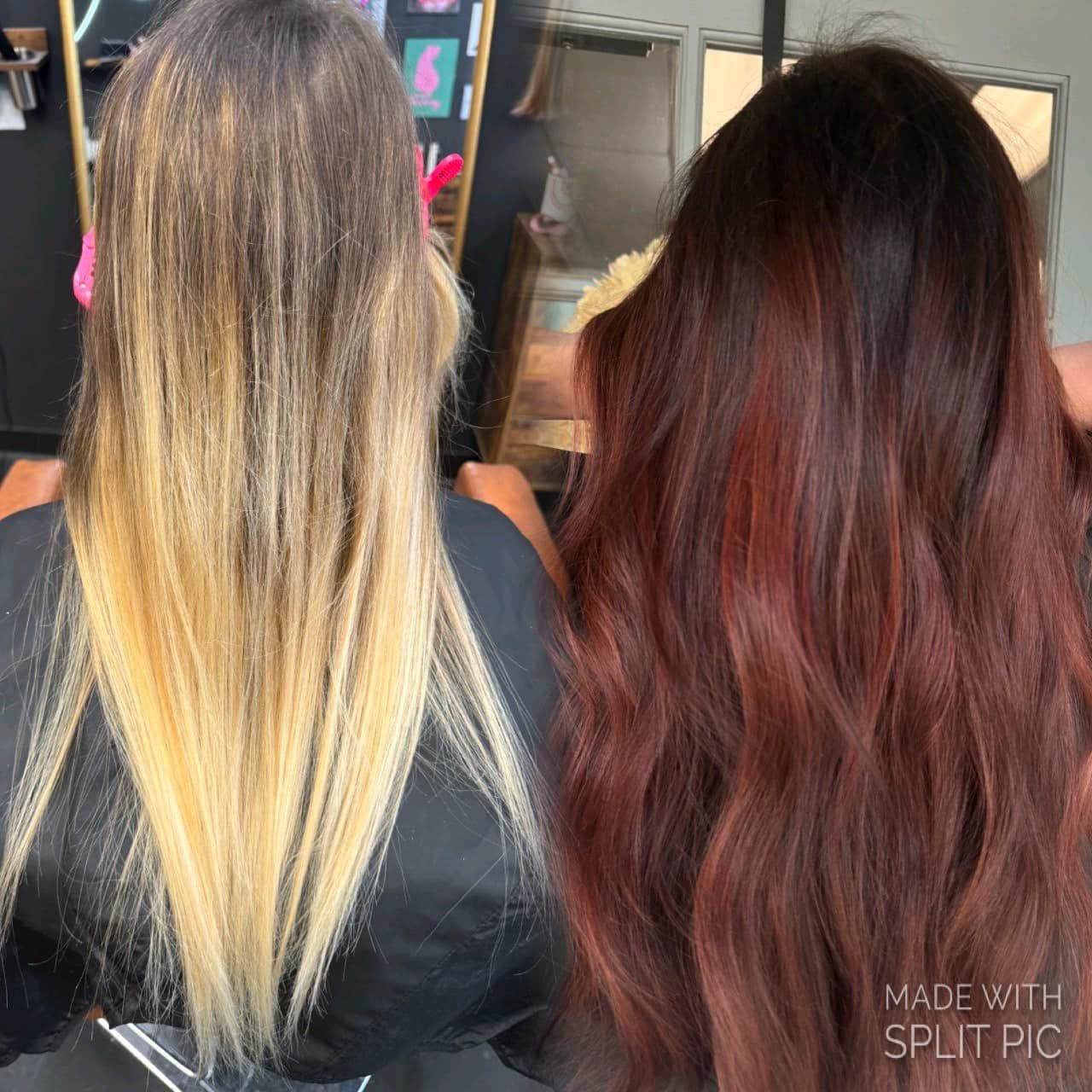 before and after blonde to red hair springfield mo