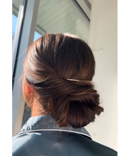 brown hair updo for bridal hair in springfield mo