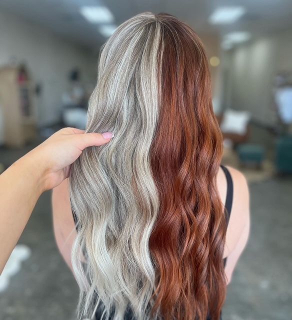 brown and blonde hair color done at top hair salon in Springfield MO