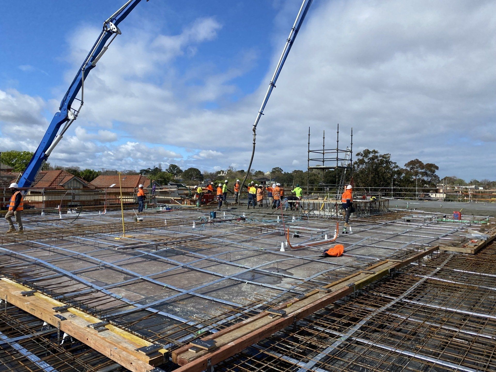 Construction workers in field