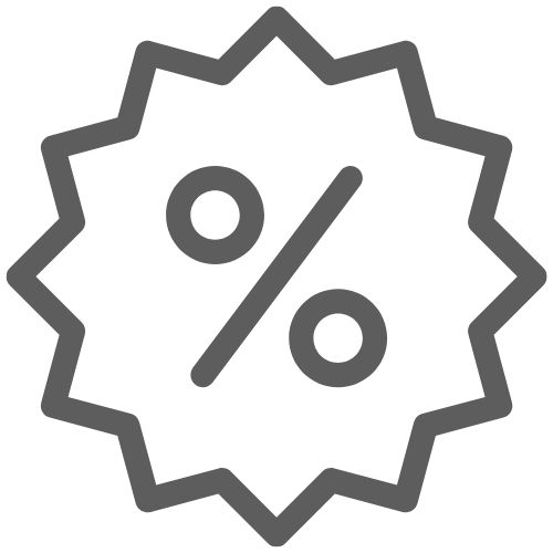 A star with a percent sign inside of it.