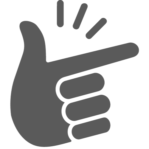 A blue icon of a hand pointing at something.