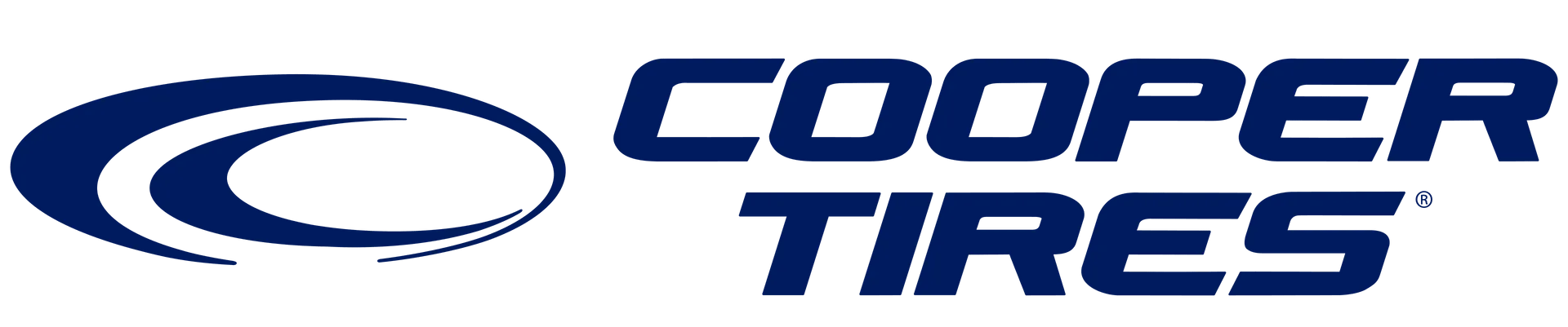 Cooper Tires logo: blue oval graphic with curved lines, text 