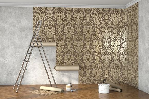 Hanging Gold Patterned Wallpaper - Wallpapering In Rutherford, NSW