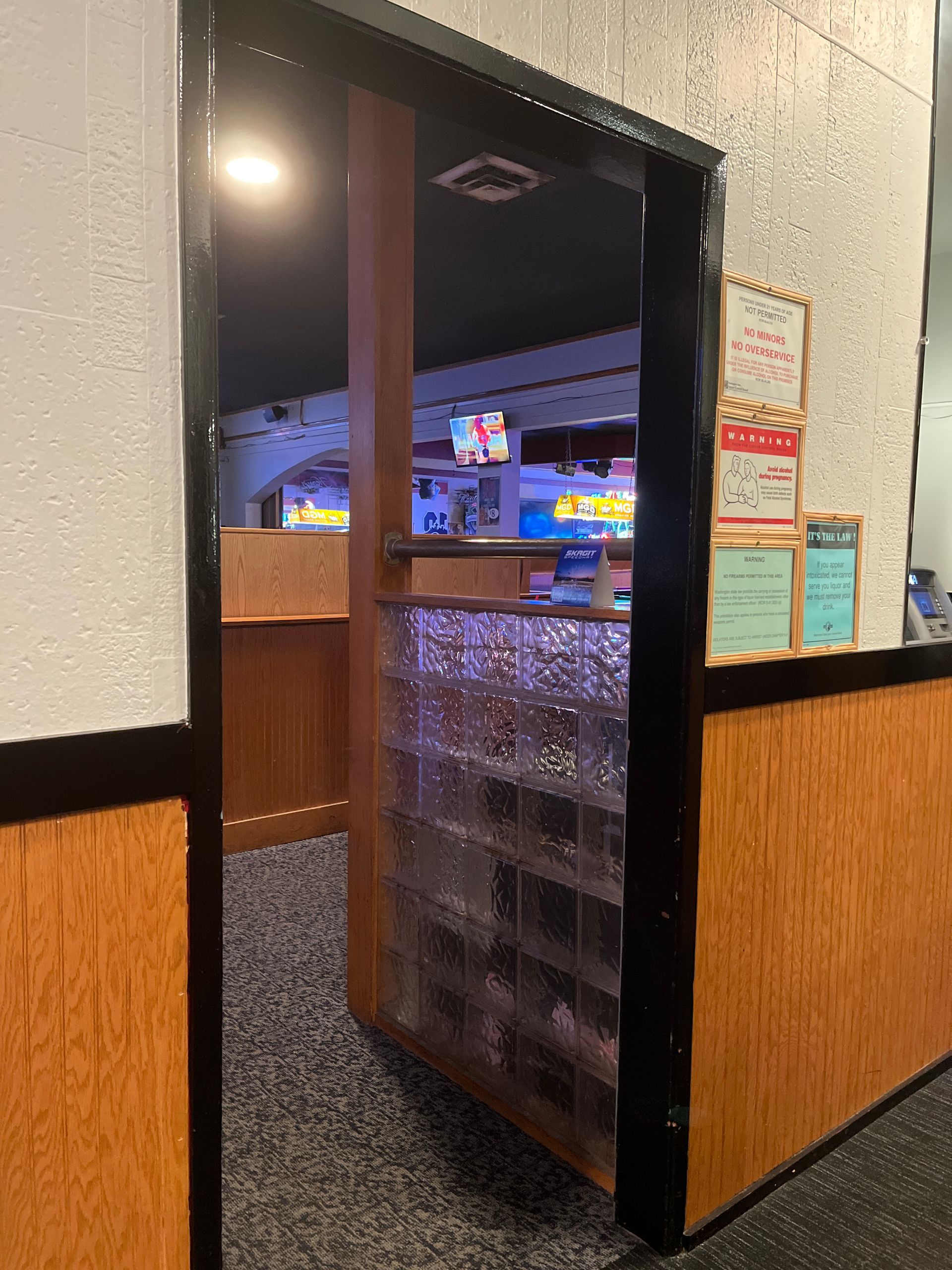 A doorway leading to the bar